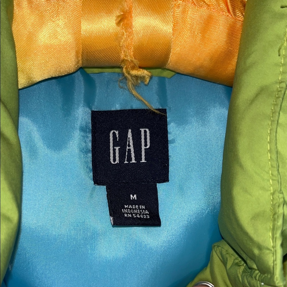 Gap Lime Green Down Filled Snap Front Puffer Vest… - image 2